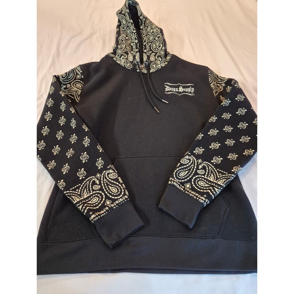 Dogg Supply by Snoop Dogg Mens Black Paisley Bandana Print Hoodie Sweatshirt M - Picture 6 of 10